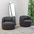 Ashlie Bouclé Swivel Barrel Chair - Dark Gray Modern Swivel Chair | Swivel Accent Chairs | Kinwell Furniture | Swivel Armchairs